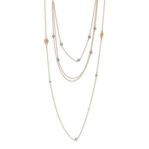 Yellow Gold Diamond Multistrand Necklace - 14k Round .12ctw Station Adjustable